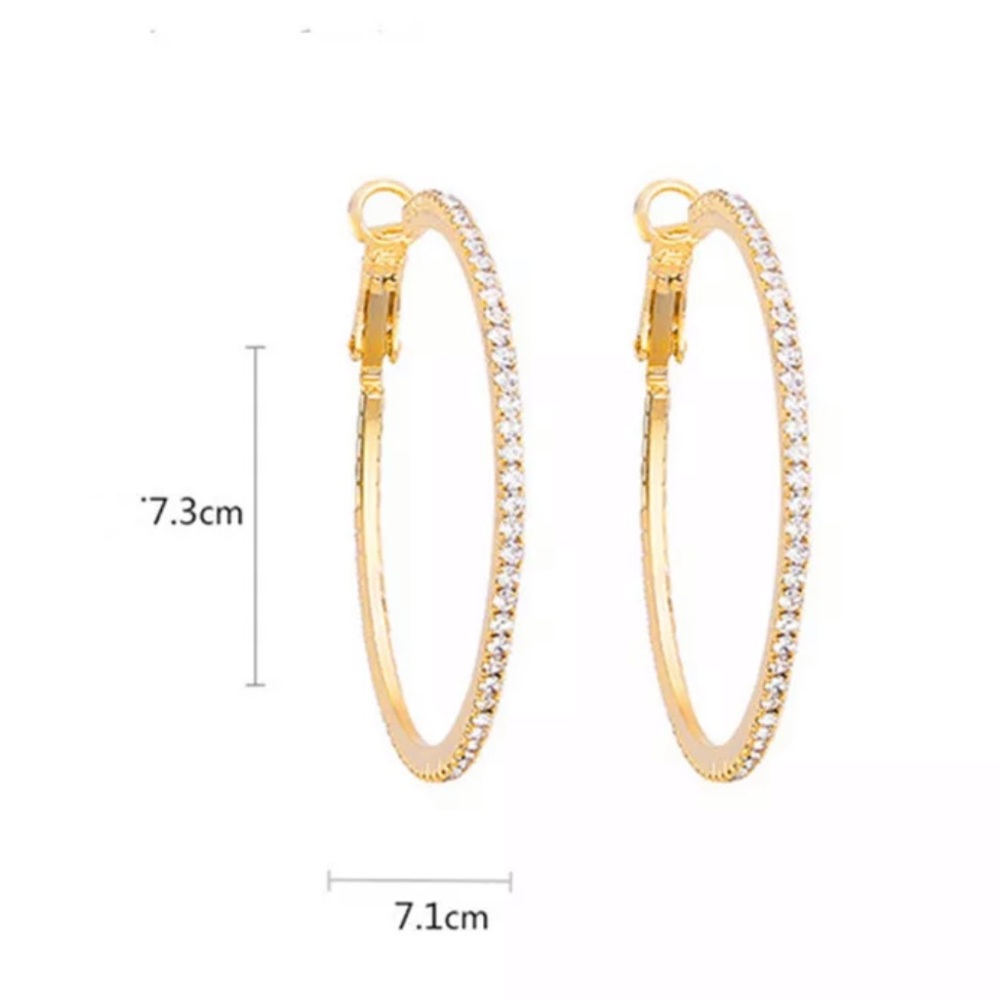 NEW STERLING SILVER DIAMOND ROUND HOOP EARRINGS - Picture 4 of 4